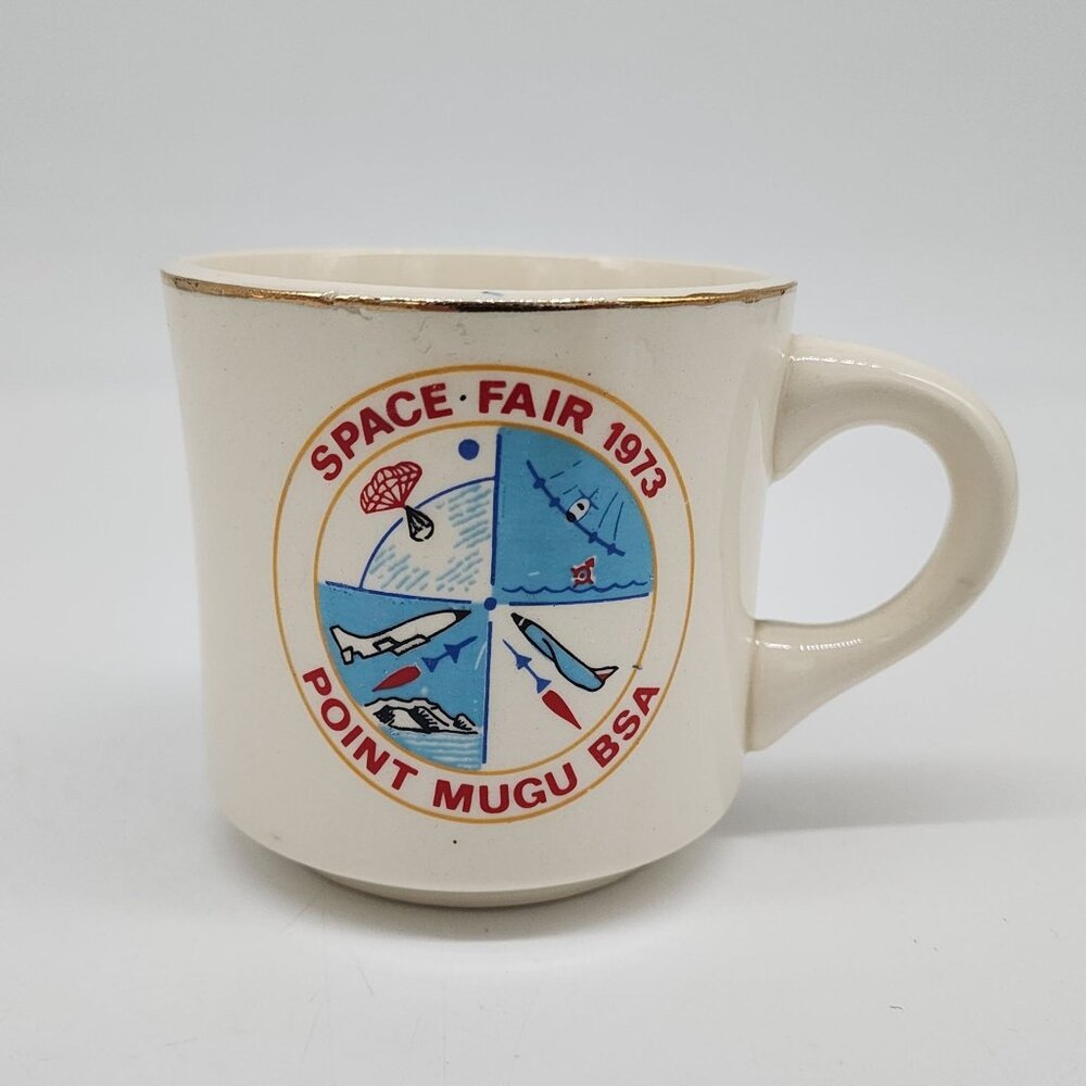 Vintage 1973 Space Fair Point Mugu BSA California Ceramic Mug